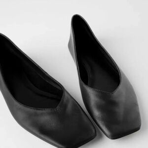 Zara Black Leather Flats
